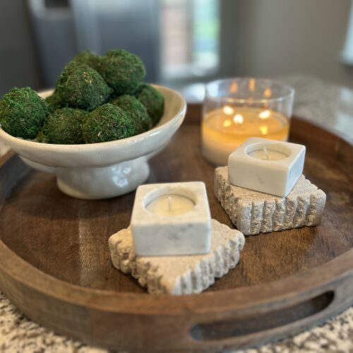 Travertine candle holders