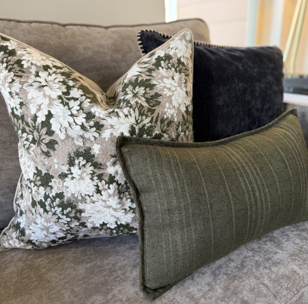 green and black pillows